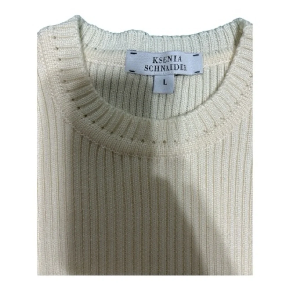 KSENIA SCHNAIDER, Cream Ribbed Knit Sweater with Balloon Sleeves - Picture 5 of 6